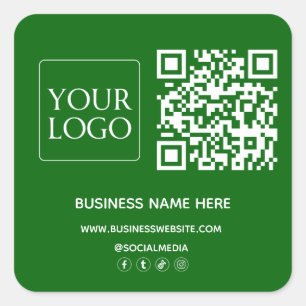 Emerald Green QR Code Business Logo Website Vierkante Sticker