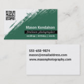 Emerald Green QR CODE Fotograaf Visitekaartje (Voorkant / Achterkant)