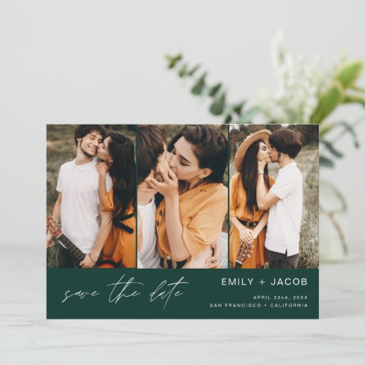 Emerald Green QR-code Save the Date 4 Foto (Staand voorkant)