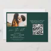 Emerald Green QR-code Save the Date 4 Foto (Achterkant)