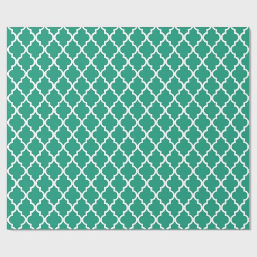 Emerald Green Quatrefoil Tegels Patroon Cadeaupapier (Vlak)