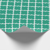 Emerald Green Quatrefoil Tegels Patroon Cadeaupapier (Hoek)
