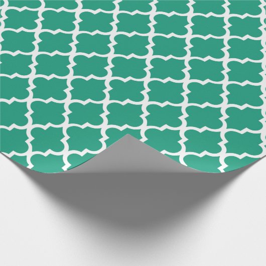 Emerald Green Quatrefoil Tegels Patroon Cadeaupapier (Hoek)