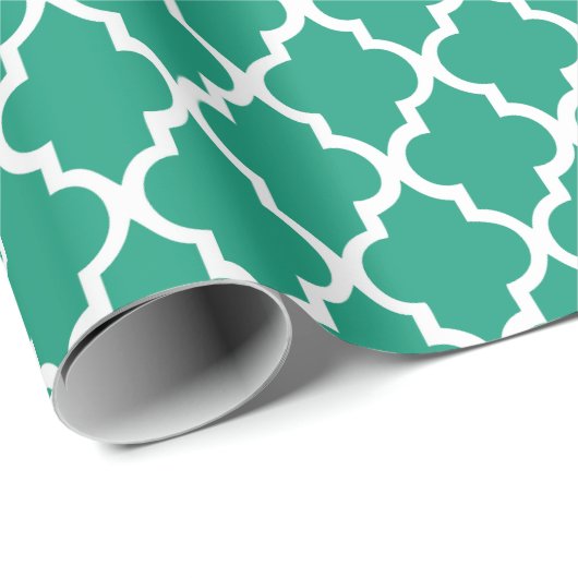 Emerald Green Quatrefoil Tegels Patroon Cadeaupapier (Rol Hoek)