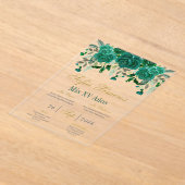 Emerald Green Quinceanera Acryl Uitnodigingen (Laagn)
