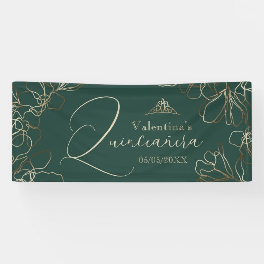 Emerald green Quinceañera Banner (Horizontaal)