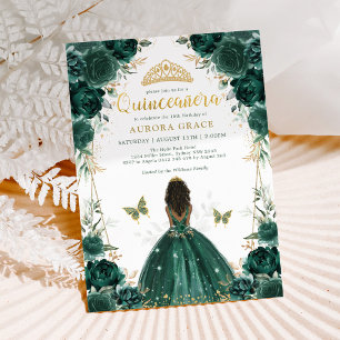 Emerald Green Quinceañera Brown Skin Princess Kaart