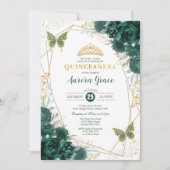 Emerald Green Quinceañera Butterflies Geometric Kaart (Voorkant)