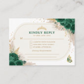 Emerald Green Quinceanera Crown Princess RSVP Informatiekaartje (Voorkant)