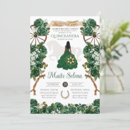 Emerald Green Quinceanera Elegant Roos Charro Kaart