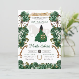 Emerald Green Quinceanera Elegant Roos Charro Kaart