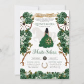Emerald Green Quinceanera Elegant Roos Charro Kaart (Voorkant)