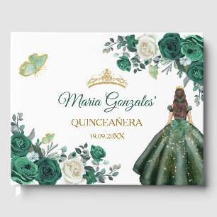 Emerald Green Quinceañera Floral Gastenboek
