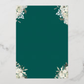 Emerald Green Quinceañera Floral Gold Folie Uitnodiging (Achterkant)