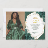 Emerald Green Quinceañera Foto bedankt Kaart (Voorkant)