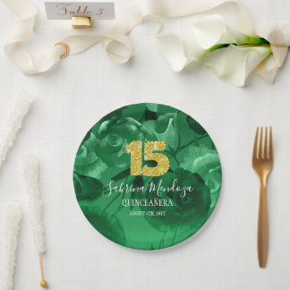 Emerald Green Quinceanera Gold #15 Papieren Borden Bordje
