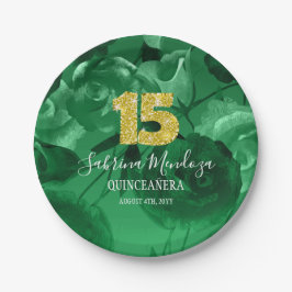Emerald Green Quinceanera Gold #15 Papieren Borden Bordje