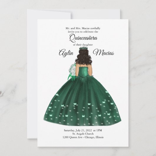 Emerald Green Quinceanera Gown Kaart (Voorkant)