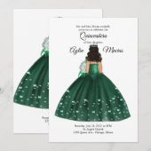 Emerald Green Quinceanera Gown Kaart (Voorkant / Achterkant)