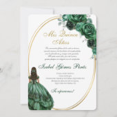 Emerald Green Quinceanera invitation in Spanish Kaart (Voorkant)