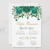 Emerald Green Quinceanera Kaart (Voorkant)