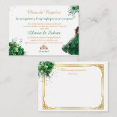 Emerald Green Quinceañera Lluvia de Sobres Note CA Notitiekaartje (Voorkant / Achterkant)