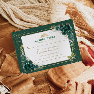 Emerald Green Quinceanera Mis Quince 15 Anos RSVP Informatiekaartje