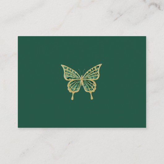 Emerald Green Quinceanera Mis Quince 15 Anos RSVP Informatiekaartje (Achterkant)