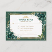 Emerald Green Quinceanera Mis Quince 15 Anos RSVP Informatiekaartje (Voorkant)