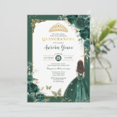 Emerald Green Quinceañera Princess 15th Birthday Kaart (Staand voorkant)
