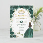 Emerald Green Quinceañera Princess Mis Quince Anos Kaart (Staand voorkant)