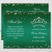 Emerald Green Quinceanera-programma (Voorkant / Achterkant)