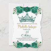Emerald Green Quinceanera uitnodiging (Voorkant)