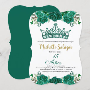 Emerald Green Quinceanera uitnodiging