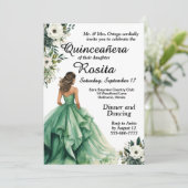 Emerald Green Quinceanera Uitnodiging (Staand voorkant)