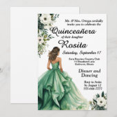 Emerald Green Quinceanera Uitnodiging (Voorkant / Achterkant)