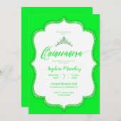 Emerald Green Quinceanera Uitnodiging (Voorkant / Achterkant)