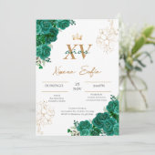 Emerald Green Quinceanera Uitnodiging (Staand voorkant)