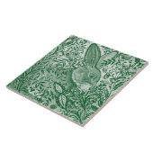Emerald Green Rabbit Bunny Intricate Floral Leaf Tegeltje (Zijkant)