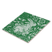 Emerald Green Rabbit mama Family Chinoiserie Flora Tegeltje (Zijkant)