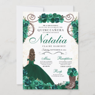 Emerald Green Ranchero Princess Dress Quinceanera Kaart