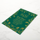 Emerald Green Real Gold Foil Floral Wedding Folie Uitnodiging (Gedraaid)