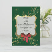 Emerald Green Red Bow kerstfeestdag Kaart (Staand voorkant)