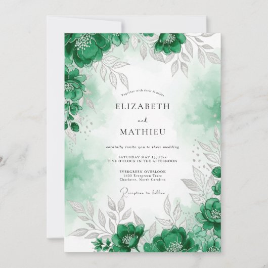 Emerald Green Refined Forest Wedding Kaart (Voorkant)