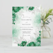 Emerald Green Refined Forest Wedding Kaart (Staand voorkant)