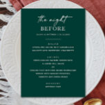 Emerald Green repetitie diner | avond ervoor Menu<br><div class="desc">Maak een gedurfde uitspraak op "The Night Before" met deze smaragdgroene repetitie dinermenu. Met een rijke achtergrond van juwelentonen en minimalistische moderne typografie, voegt dit ontwerp sophisticatie toe aan uw pre-huwelijksfeest. Perfect voor de winter of formele bruiloften. Emerald is een opvallende keuze voor koppels die houden van diepe kleurenpaletten en...</div>