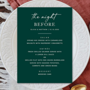Emerald Green repetitie diner   avond ervoor Menu