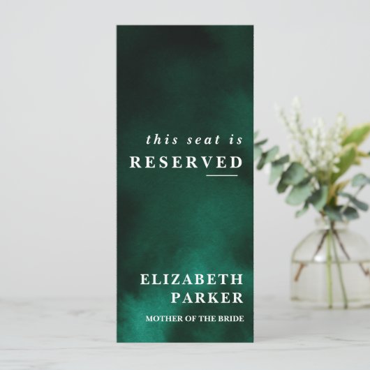 Emerald Green Reserved Seating Wedding Kaart (Staand voorkant)