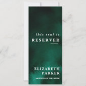 Emerald Green Reserved Seating Wedding Kaart (Voorkant)