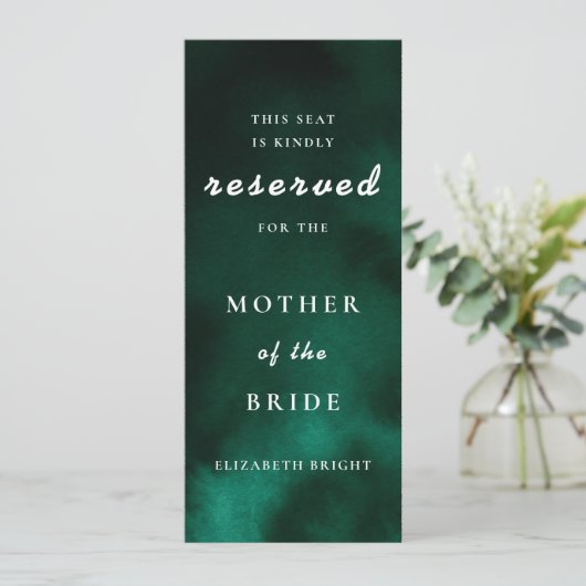Emerald Green Reserved Seating Wedding Kaart (Staand voorkant)